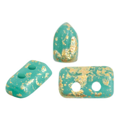 Piros® par Puca® Turquoise Mat Splash 63130 | 2-Hole Glass Beads