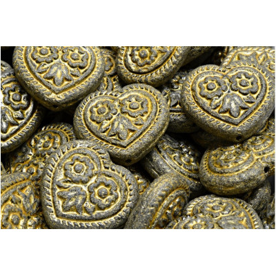 Heart Beads With Flowers 17x17mm No. 5309