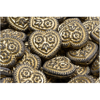 Heart Beads With Flowers 17x17mm No. 5310