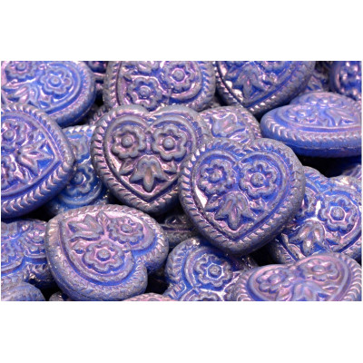 Heart Beads With Flowers 17x17mm No. 5313