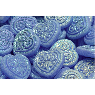 Heart Beads With Flowers 17x17mm No. 5314