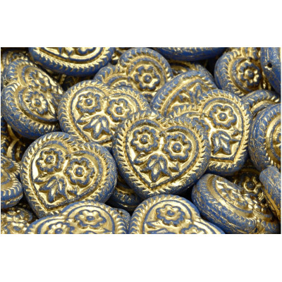 Heart Beads With Flowers 17x17mm No. 5316