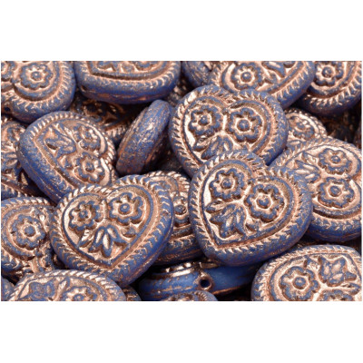 Heart Beads With Flowers 17x17mm No. 5317