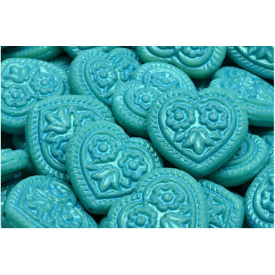 Heart Beads With Flowers 17x17mm No. 5321