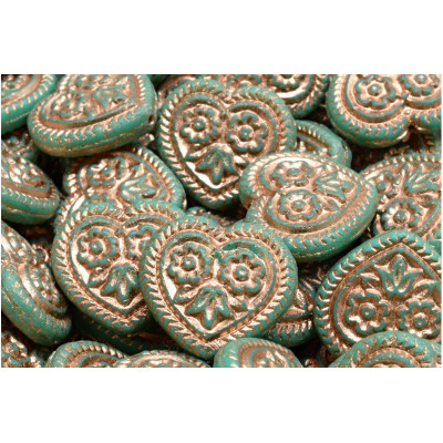 Heart Beads With Flowers 17x17mm No. 5323