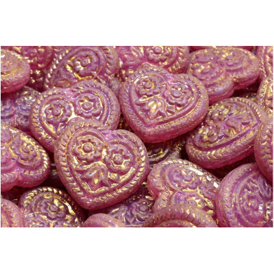 Heart Beads With Flowers 17x17mm No. 5324