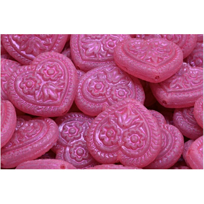 Heart Beads With Flowers 17x17mm No. 5326