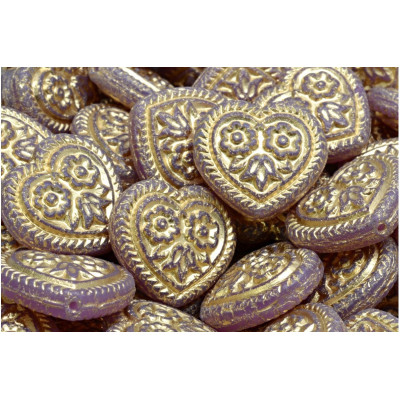 Heart Beads With Flowers 17x17mm No. 5327