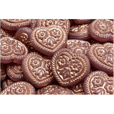 Heart Beads With Flowers 17x17mm No. 5328