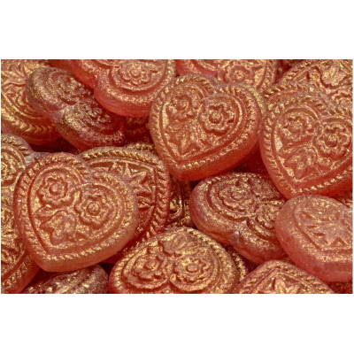 Heart Beads With Flowers 17x17mm No. 5339