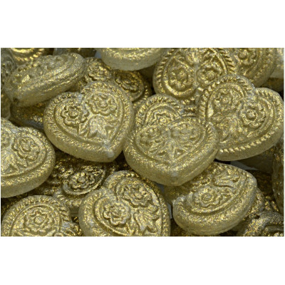 Heart Beads With Flowers 17x17mm No. 5340