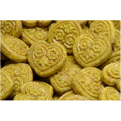 Heart Beads With Flowers 17x17mm No. 5346