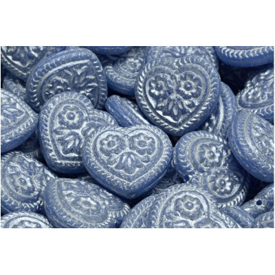 Heart Beads With Flowers 17x17mm No. 5349