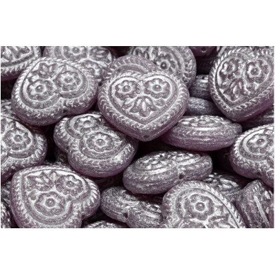 Heart Beads With Flowers 17x17mm No. 5351