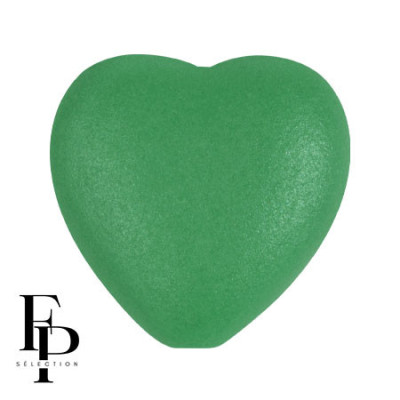 Matte Green Garden Heart Czech Glass Beads 15x16mm (4pcs)