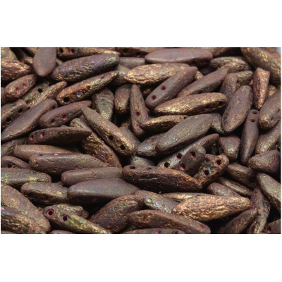 Czech glass two-hole dagger beads 5x16 mm 23980-ETCH-11415