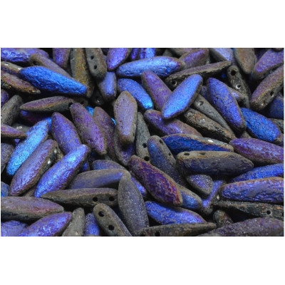 Czech glass two-hole dagger beads 5x16 mm 23980-ETCH-22203