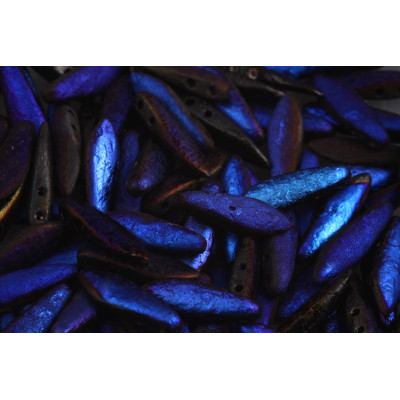 Czech glass two-hole dagger beads 5x16 mm 23980-ETCH-27100