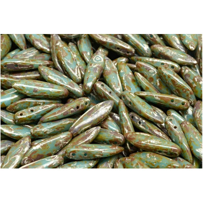 Czech glass two-hole dagger beads 5x16 mm 63030-43400