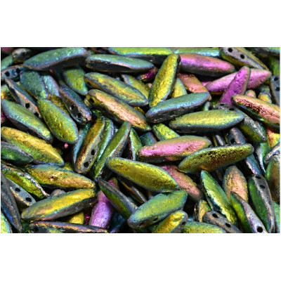 Czech glass two-hole dagger beads 5x16 mm 00030-ETCH-28103