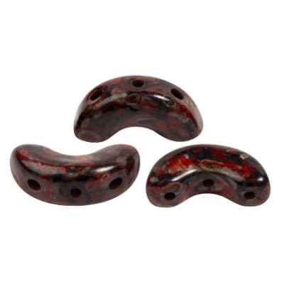Arcos® par Puca® 5x10mm Black Stony Red 33307 | Czech Glass