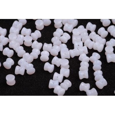 Czech Glass Pellet Beads 4x6mm White Alabaster 02010 | Preciosa