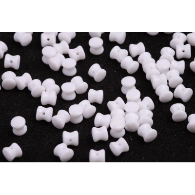 Preciosa Pellet Beads 4x6mm White Chalk 03000 | Czech Glass
