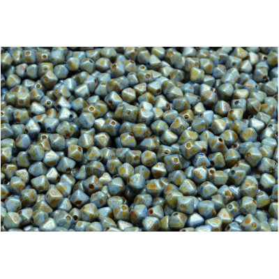 Bicone Beads 4x4mm Light Blue Picasso 65325 | Rutkovsky