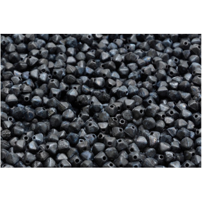Bicone Beads 4x4mm Jet Black Etched 23980 - ETCH | Czech