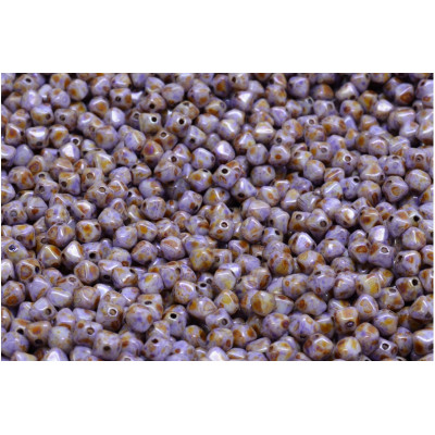 Czech Bicone Beads 4x4mm Lilac Picasso 02010-65328 | Rutkovsky