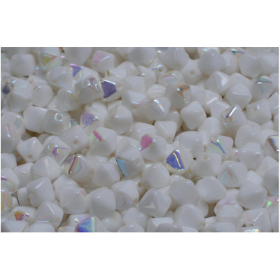 Czech Glass Bicone Beads White AB 6mm 02010-28701
