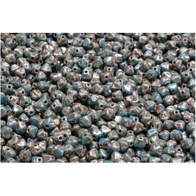 Turquoise Picasso Bicone Beads 4x4mm 63050-43400