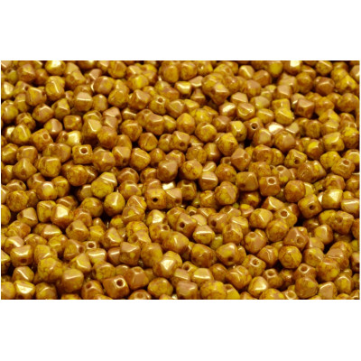 Bicone Beads 4x4mm Gold Picasso 15496 | Rutkovsky Glass