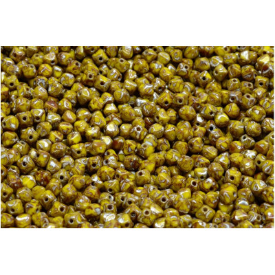 Czech Bicone Beads 4x4mm Mustard Picasso 83120-43400