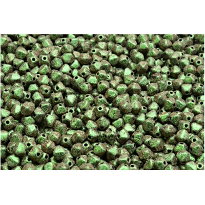 Bicone Beads 4x4mm Green Picasso 23980-79303 | Rutkovsky