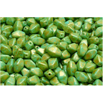 Long Bicone Beads 8x6mm Turquoise Gold 02010-84309-86720