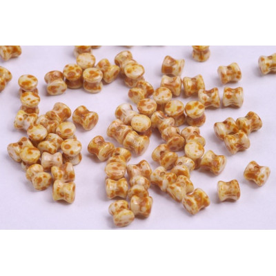 Preciosa Pellet Beads 4x6mm White Bronze Fusion 15695 | Czech Glass