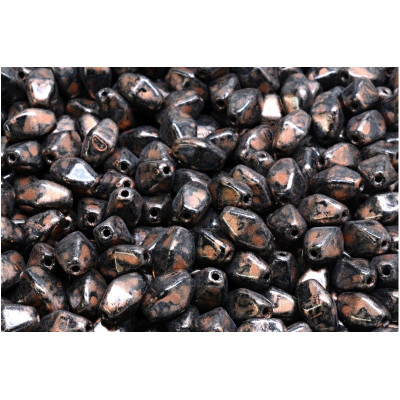 Czech Long Bicone Beads Black Copper 23980-86750 8x6mm