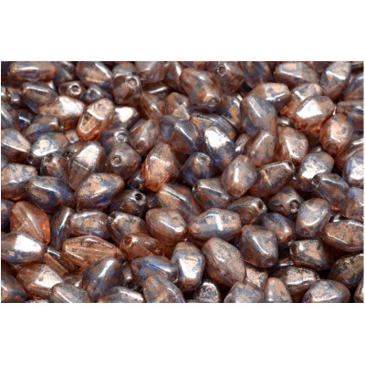 Long Bicone Beads Blue Copper R0305-86750 | Rutkovsky Glass