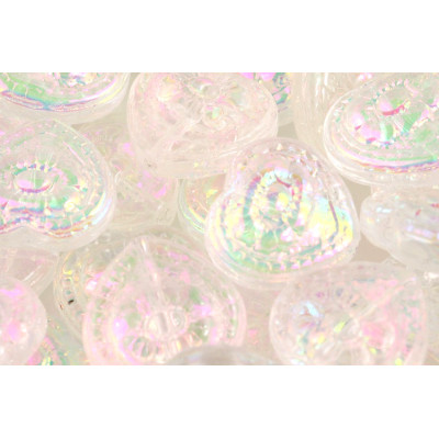 Heart Beads no. 5920 - Iridescent Crystal Aurora Glow