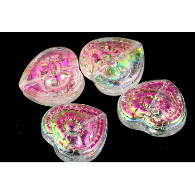 Heart Beads no. 5920 - Iridescent Crystal Aurora Glow