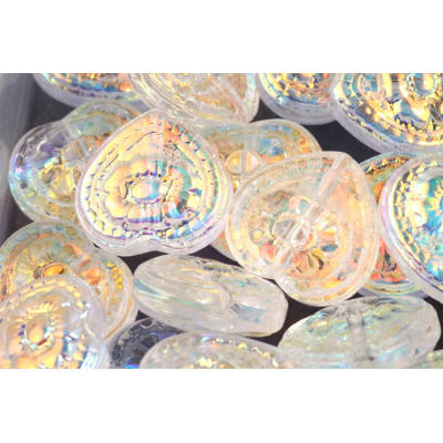 Heart Beads no. 5921 - Iridescent Crystal Aurora