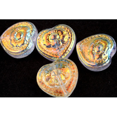 Heart Beads no. 5921 - Iridescent Crystal Aurora