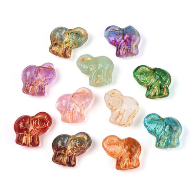 Elephant Beads no. 6043 - Radiant Iridescent Gold Wash