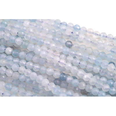 Faceted Aquamarine Mineral Beads no. 356 - Serene Ocean Mist Blue