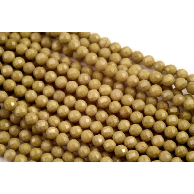 Faceted Mineral Beads Green Jade no. 360 - Earthy Olive Moss Green