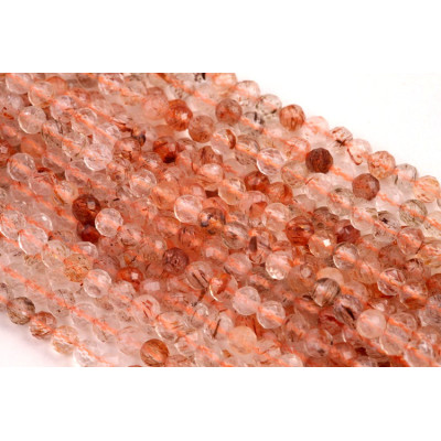 Faceted Super 7 Mineral Beads no. 362 - Ethereal Crimson Threads