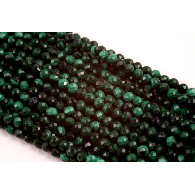 Faceted Mineral Beads Malachite no. 365 - Deep Emerald Forest Green