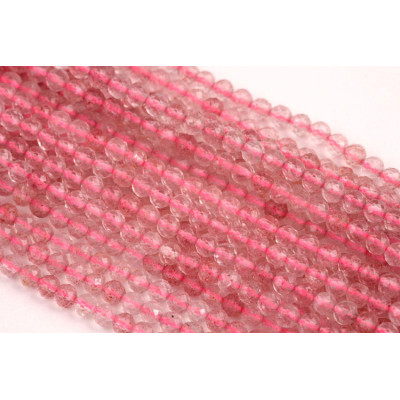Faceted Strawberry Quartz mineral beads no. 368 - Sparkling Rosy Blush Mist