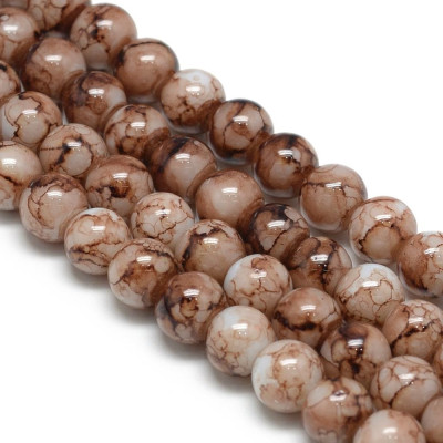 Round Beads no. 3996 - Marbled Earthy Mocha